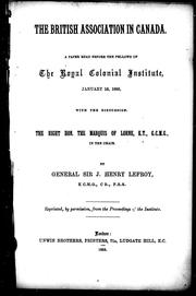 Cover of: The British Association in Canada by John Henry Lefroy