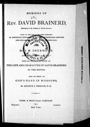Cover of: Memoirs of Rev. David Brainerd, missionary to the Indians of North America