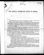 The Imperial Federation League in Canada