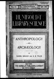 Cover of: Anthropology and archaeology
