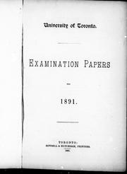 Cover of: Examination papers for 1891 by University of Toronto.