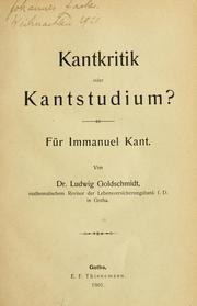 Cover of: Kantkritik oder Kantstudium? Für Immanuel Kant
