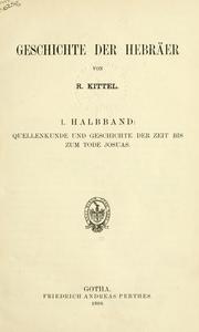Cover of: Geschichte der Hebräer. by Kittel, Rudolf
