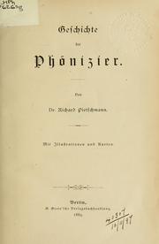 Cover of: Geschichte der Phönizier.