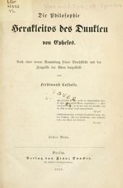 Cover of: Die Philosophie Herakleitos des Dunkeln von Ephesos by Ferdinand Lassalle