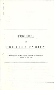 Cover of: Pedigree of the Odin family. |