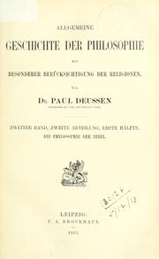 Cover of: Allgemeine Geschichte der Philosophie: mit besonderer Berücksichtigung der Religionen.