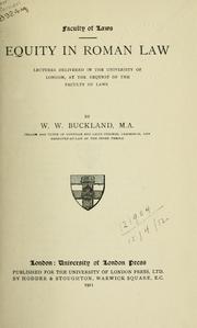 Cover of: Equity in Roman law. by W. W. Buckland