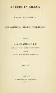 Cover of: Anecdota graeca e codd. manuscriptis bibliothecae regiae Parisiensis.
