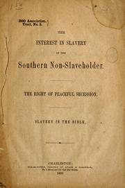 Cover of: interest in slavery of the southern non-slaveholder