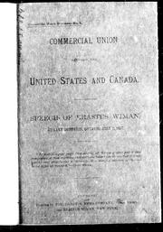 Cover of: Commercial union between the United States and Canada: speech of Erastus Wiman at Lake Dufferin, Ontario, July 1, 1887