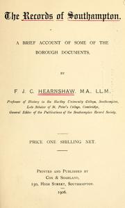 Cover of: Records of Southhampton: a brief account of some of the borough documents.