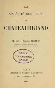 Cover of: La sincérité religieuse de Chateaubriand.