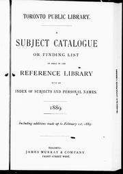 Cover of: A subject catalogue, or, Finding list of books in the reference library: with an index of subjects and personal names : 1889