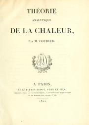 Cover of: Théorie analytique de la chaleur.