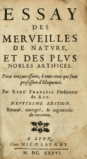 Cover of: Essay des merveilles de natvre et des plvs nobles actifices. by Étienne Binet