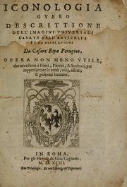 Cover of: Iconologia, overo, Descrittione dell'imagini vniversali cavate dall'antichita et da altri lvoghi