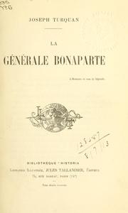 Cover of: La générale Bonaparte.