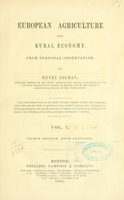 Cover of: European agriculture and rural economy by Colman, Henry