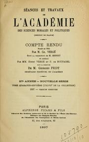 Cover of: Séances et travaux de l'Académie des sciences morales et politiques (Institut de France)