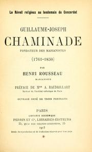 Cover of: Le réveil religieux au lendemain du Concordat: Guillaume-Joseph Chaminade, fondateur des Marianistes, 1761-1850.
