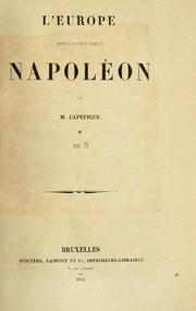 Cover of: L'Europe pendant de consulat et l'empire de Napoléon