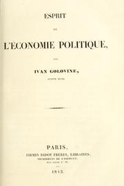Cover of: Esprit de l'économie politique