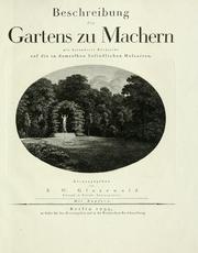 Cover of: Beschreibung des Gartens zu Machern by Ephraim Wolfgang Glasewald