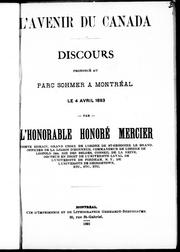 Cover of: L'avenir du Canada: discours prononcé au parc Sohmer à Montréal, le 4 avril 1893