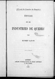 Cover of: Etude sur les industries de Québec