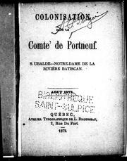 Cover of: Colonisation dans le comté de Portneuf: S. Ubalde, Notre-Dame de la Rivière Batiscan
