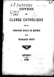 Cover of: Doyens du clergé catholique de la province civile de Québec
