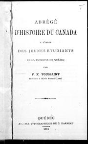 Cover of: Abrégé d'histoire du Canada: à l'usage des jeunes étudiants de la province de Québec