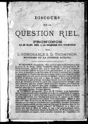 Cover of: Discours sur la question Riel, prononcé le 22 mars, 1886, à la Chambre des communes