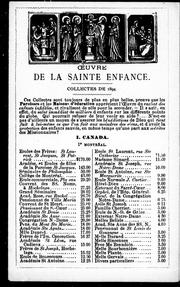 Cover of: Oeuvre de la Sainte Enfance: collectes de 1894
