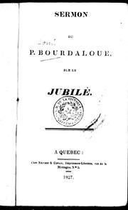 Cover of: Sermon du P. Bourdaloue sur le jubilé