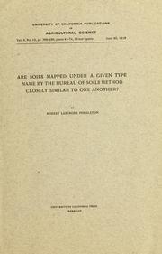 Cover of: Are soils mapped under a given type name by the Bureau of soils method closely similar to one another? by Robert Larimore Pendleton