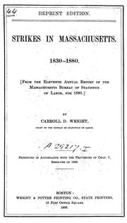 Cover of: Strikes in Massachusetts, 1830-1880