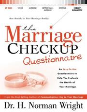 Cover of: The Marriage Checkup Questionnaire
