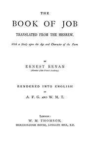 Cover of: The book of Job: translated from the Hebrew, with a study upon the age and character of the poem