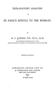 Cover of: Explanatory analysis of St. Paul's Epistle to the Romans by Henry Parry Liddon
