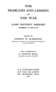Cover of: The problems and lessons of the war--
