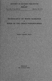 Cover of: Significance of white markings in birds of the order Passeriformes by Henry Chester Tracy