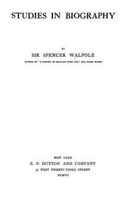 Cover of: Studies in biography