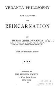 Cover of: Vedânta philosophy: five lectures on reincarnation