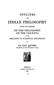 Cover of: Outlines of Indian philosophy by Paul Deussen