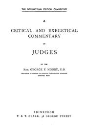 Cover of: A critical and exegetical commentary on Judges