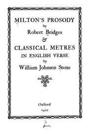 Cover of: Milton's prosody