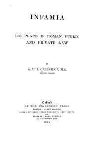 Cover of: Infamia: its place in Roman public and private law.