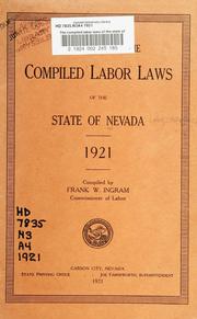 Cover of: The compiled labor laws of the state of Nevada: Supplement ... 1921